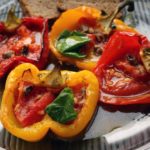 roasted pepper halves filled with tomato and basil
