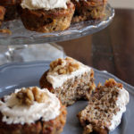 healthy carrot cake muffins with cream cheese frosting