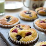 low carb muffins with berries in a muffin tin