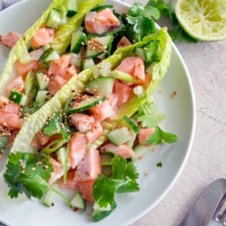 salmon ceviche on a plate
