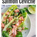 salmon ceviche in lettuce leaves