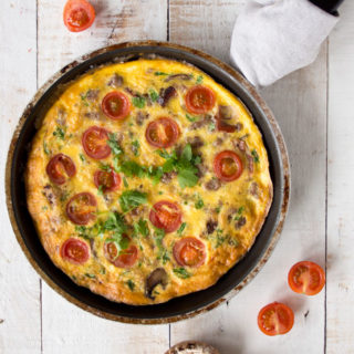 a frittata in a frying pan
