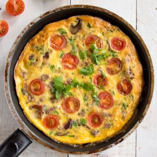 a frittata in a frying pan