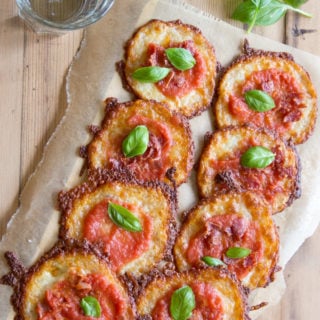 Keto low carb pizza bites on a serving tray