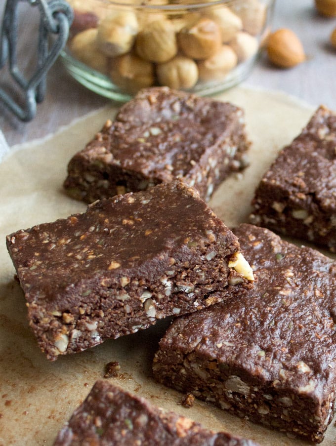 no bake nutella bars lying on parchment paper 