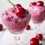 a cherry chia frozen yoghurt with cherry on top