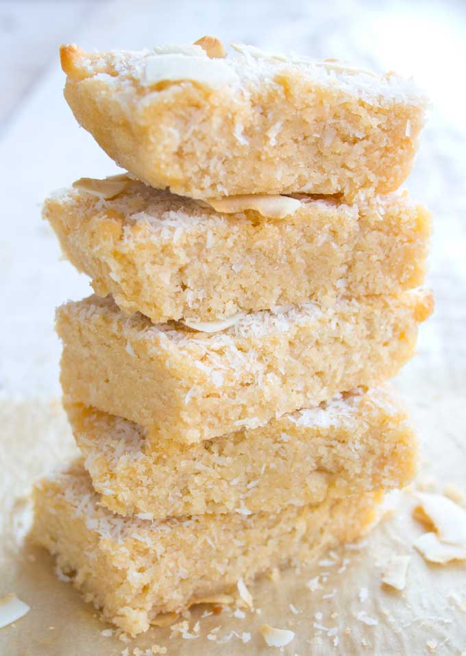a stack of 5 keto blondies
