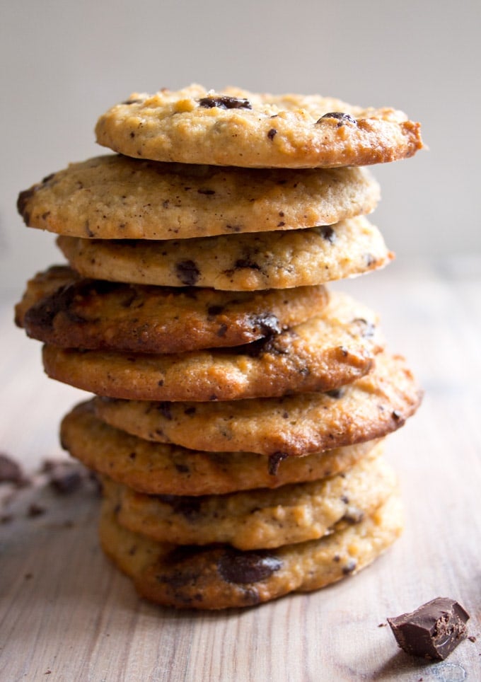 a stack of Keto chocolate chip cookies 