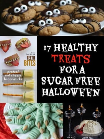 healthy halloween treats collage