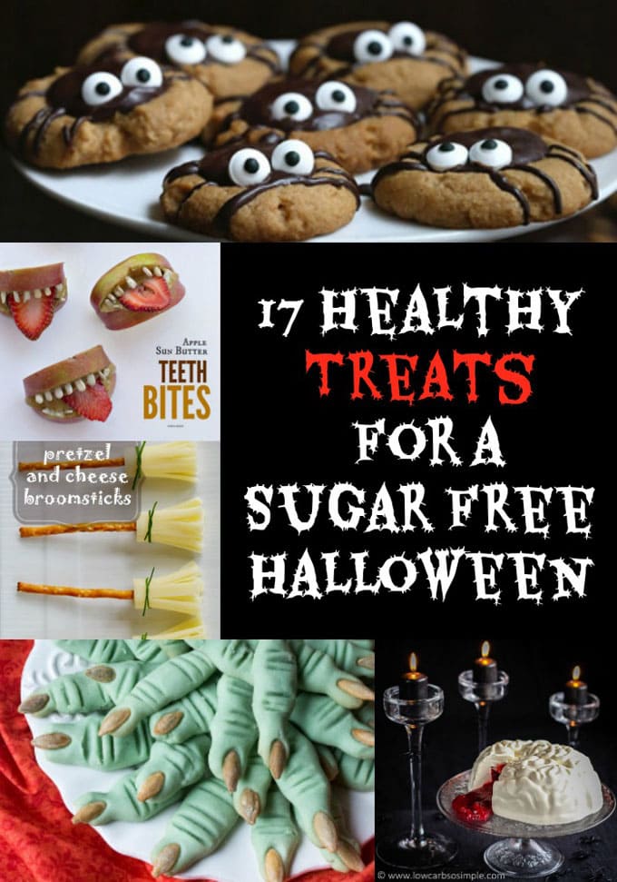 healthy halloween treats collage