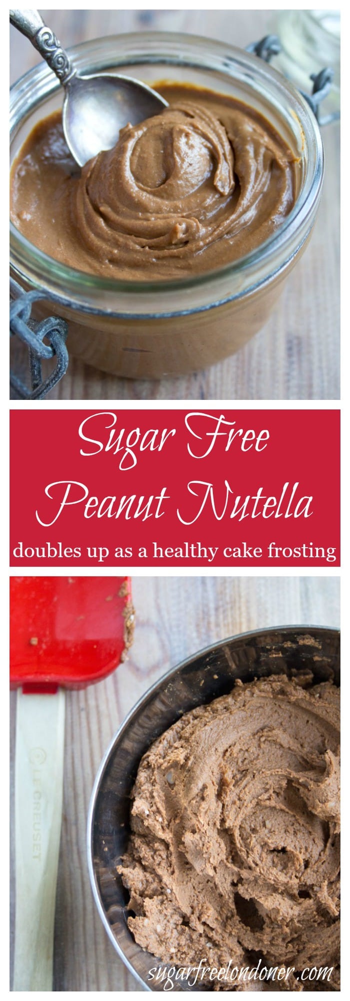 Combining two favourite breakfast spreads into one: This healthy sugar free peanut nutella is so simple to make and great on bread or waffles. With a small adjustment, you can turn it into a delicious cake frosting.