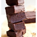 a stack of chocolate peanut butter fudge