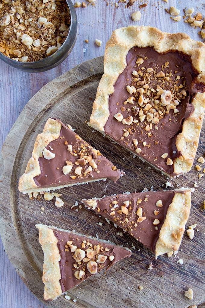 A healthy chocolate tart cut into slices