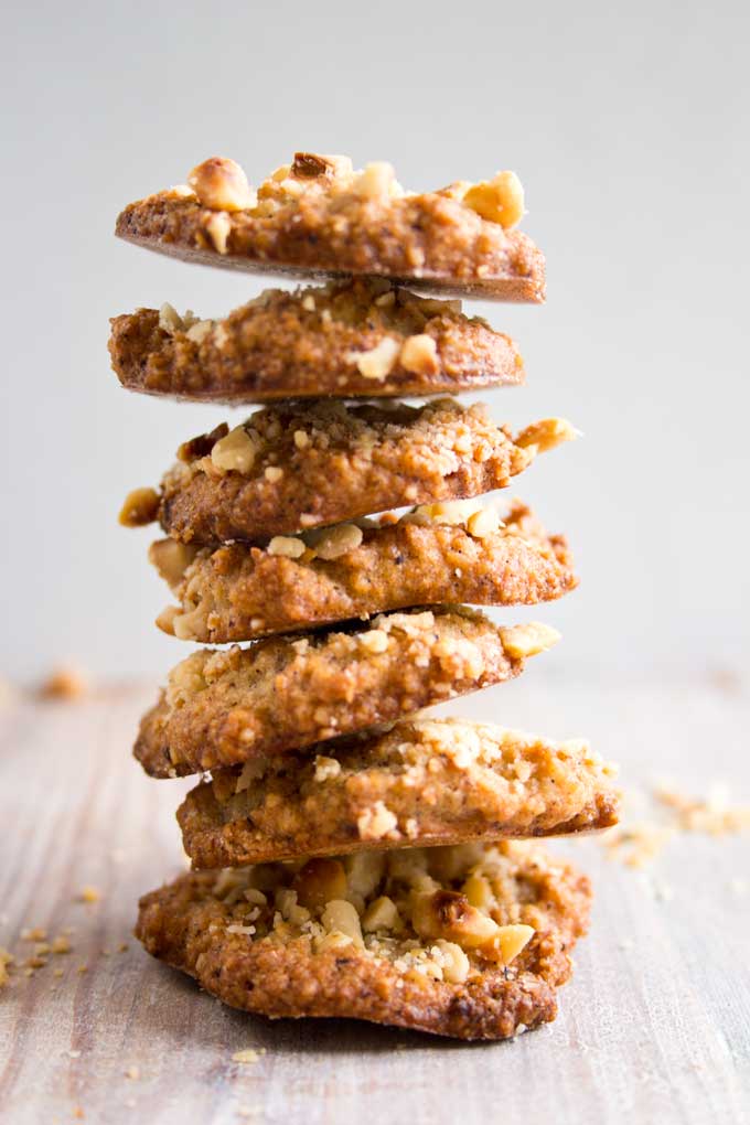 a stack of hazelnut cookies