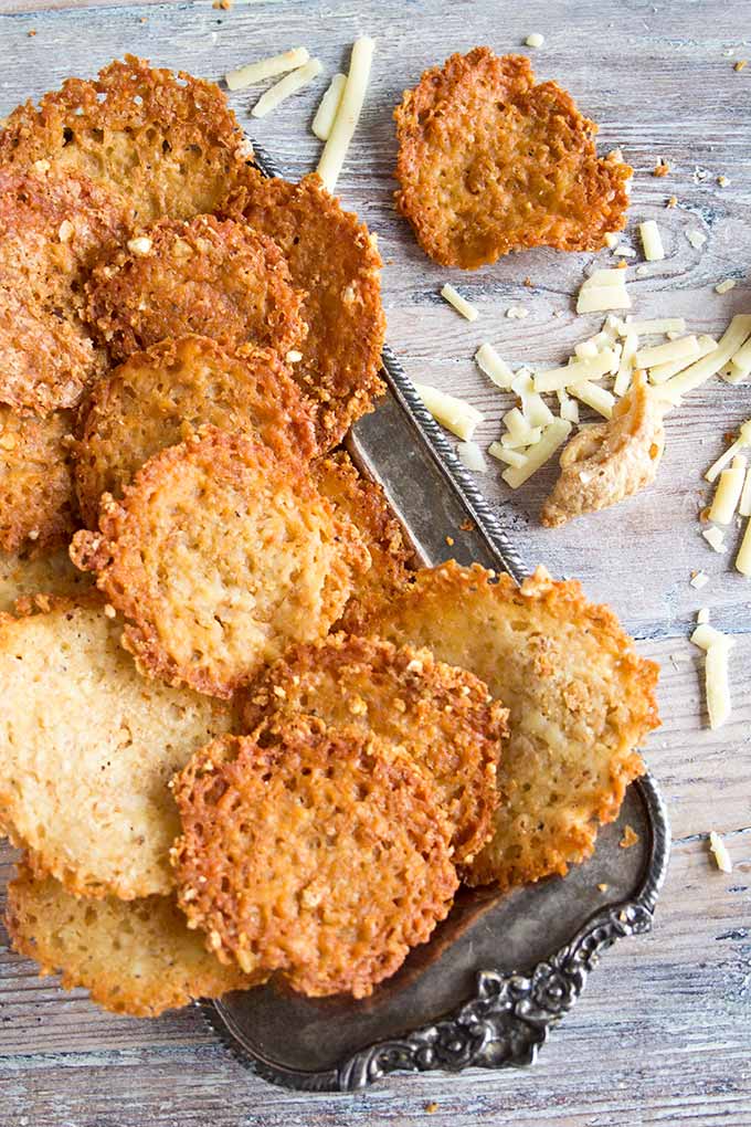 low carb chips on a tray