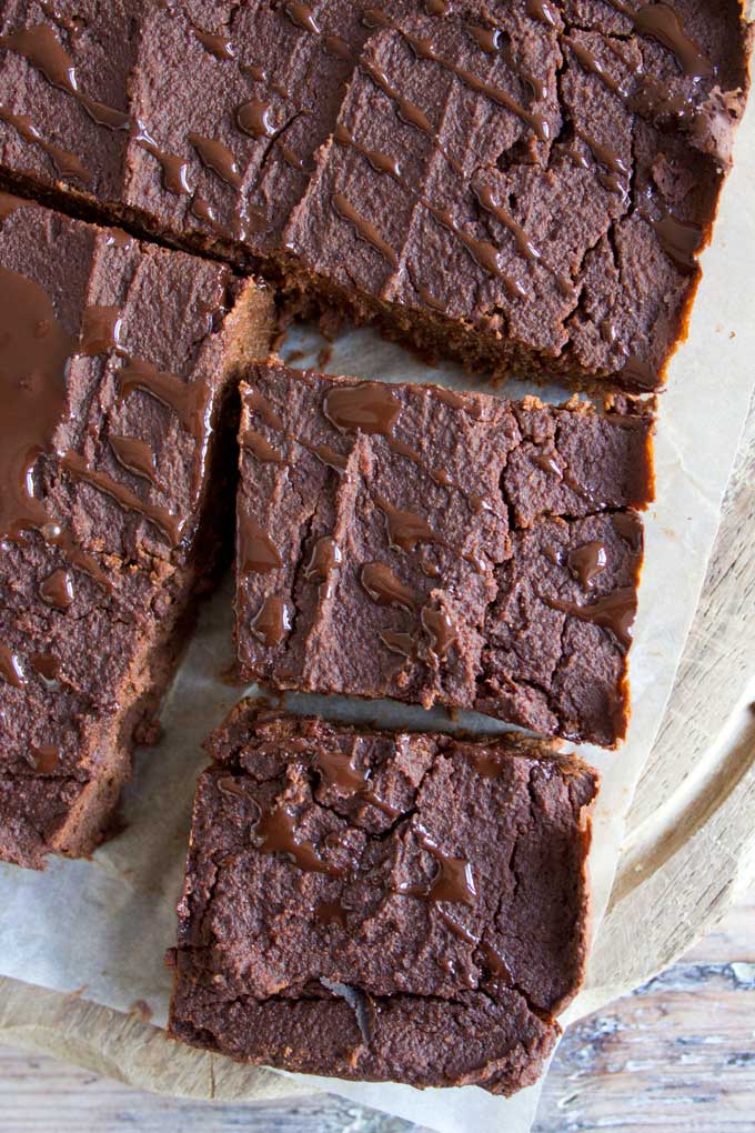 Brownies cut into squares.