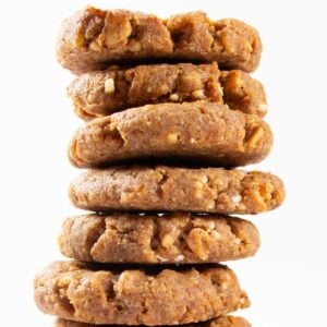 a stack of keto peanut butter cookies