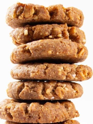 a stack of keto peanut butter cookies