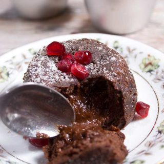 A deliciously rich low carb chocolate lava cake with a gooey molten centre. Only 5 ingredients and sugar free! Keto and diabetic-friendly.