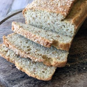 A soft, pillowy flaxseed bread that can be baked as a loaf, Focaccia-style or even as muffins. This bread uses coconut flour as a base and is delicious toasted. Great for low carb, gluten free and Paleo diets.   