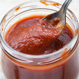 a glass jar with sugar free bbq sauce