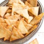 A tray filled with low carb tortilla chips