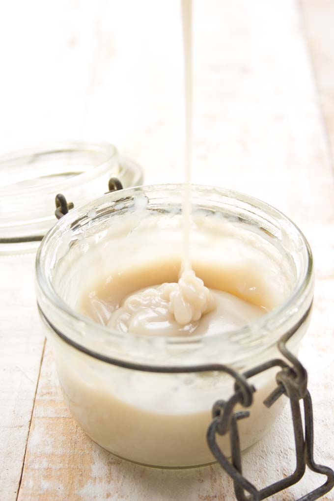 A simple homemade sugar free condensed milk that works wonders in low carb and Keto dessert recipes. Only 3 ingredients and 1/10 of the carbs in regular sweetened condensed milk!