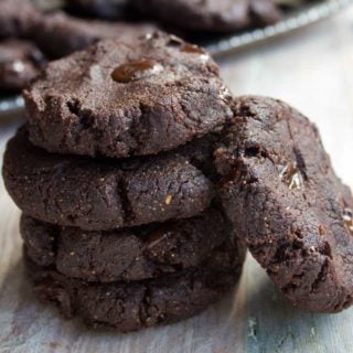 A stack of almond butter brownie cookies