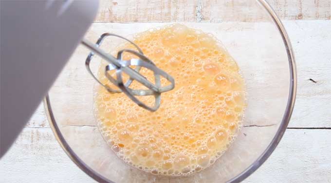 Mixing eggs with a blender for Almond Flour Bread