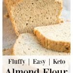 a loaf of almond flour bread with a few slices cut off