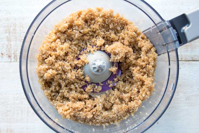 desiccated coconut and almond flour mix in a food processor