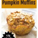 a coconut flour pumpkin muffin topped with hazelnuts
