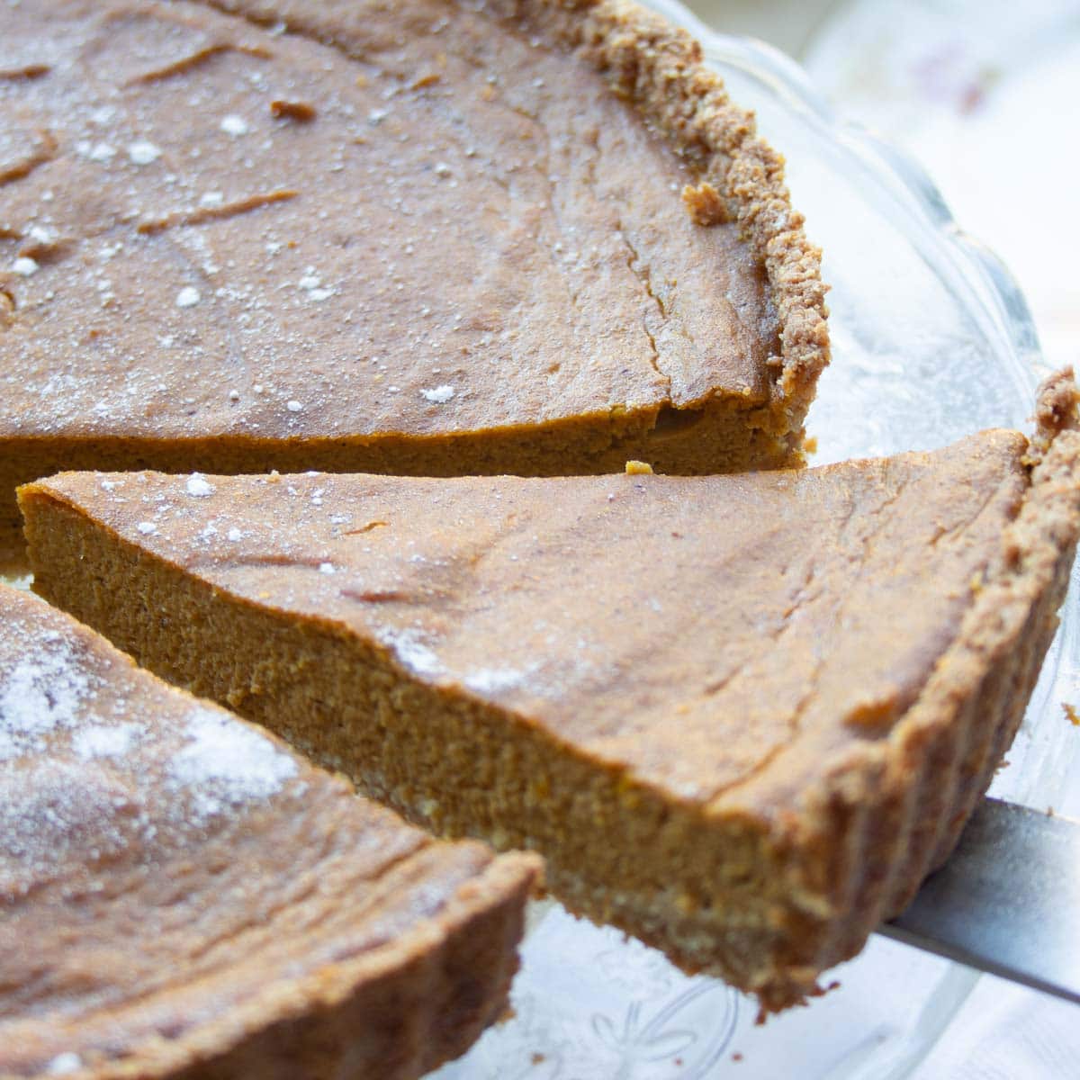 a slice of sugar free pumpkin pie