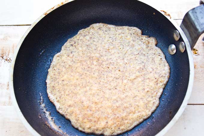Frying a low carb wrap in a pan