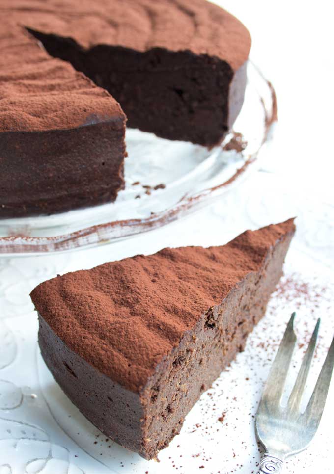 a slice of chocolate cake on a plate 