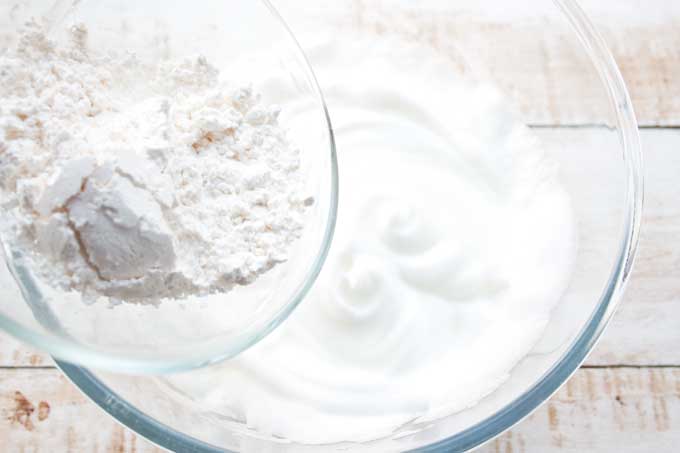adding powdered sweetener to egg whites for keto macaroons