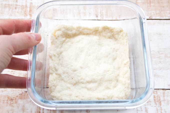 a keto microwave bread in a glass container