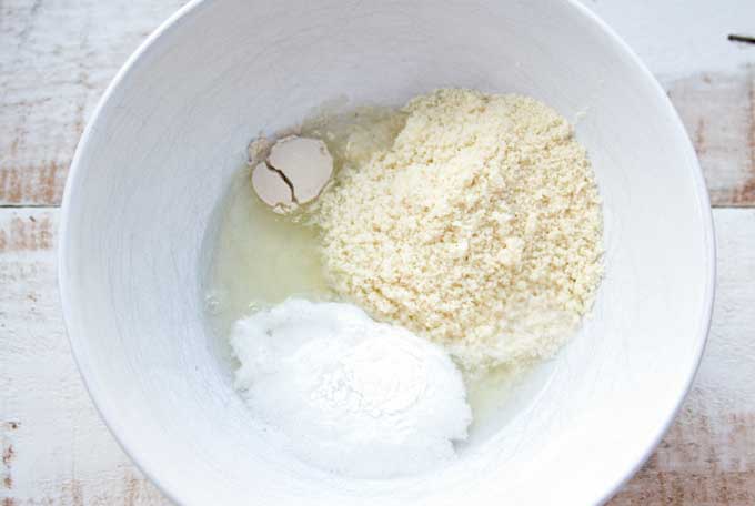 ingredients in a white bowl before mixing