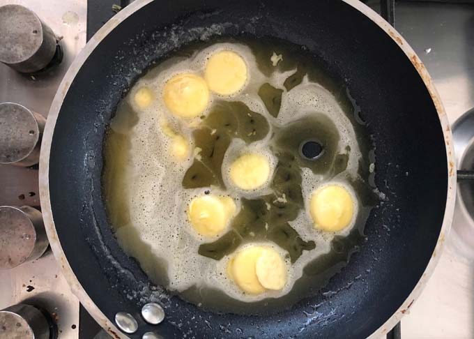 melting cacao butter in a frying pan