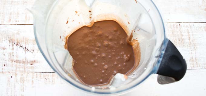 chocolate peanut butter mix in a blender