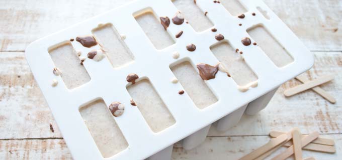 sugar free ice pops in a ice cream mold before freezing