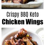 BBQ chicken wings in a bowl and in a baking pan