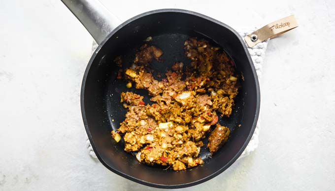 curry paste in a frying pan