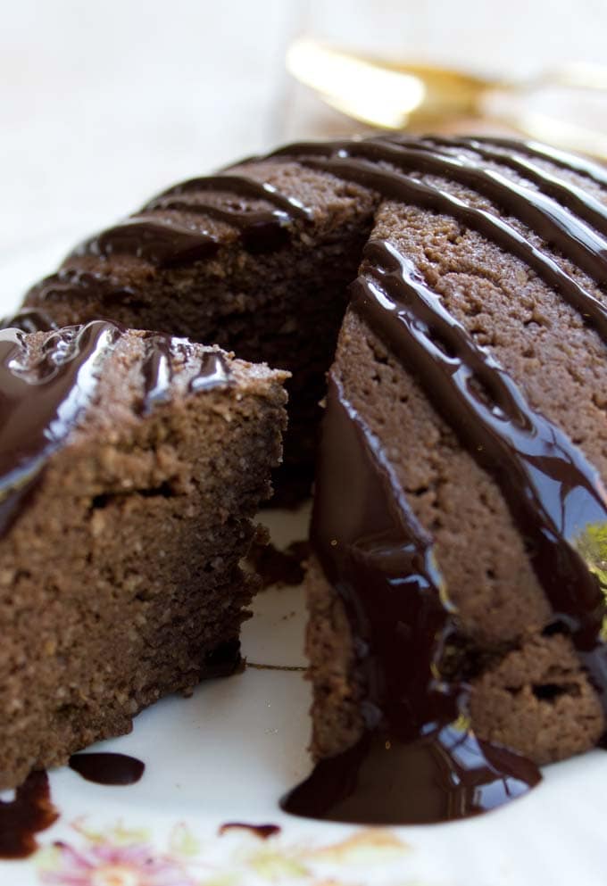 Closeup of a cake slice. 