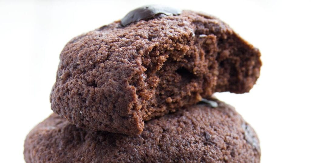 a chocolate cookie with a bite missing