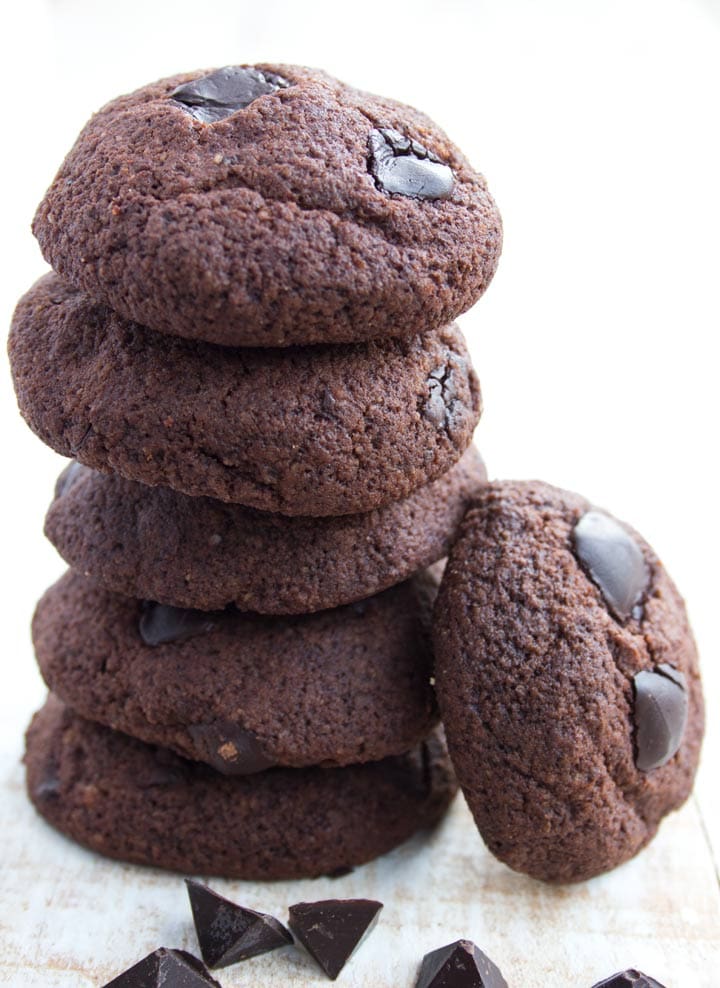 a stack of keto chocolate cookies