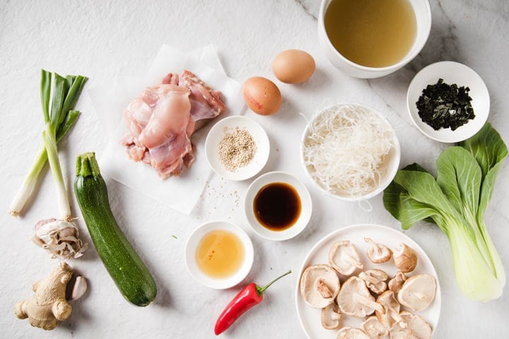 ingredients for chicken ramen soup 