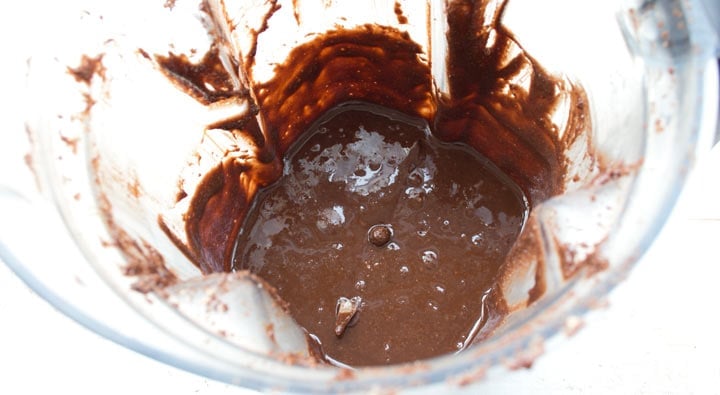chocolate hazelnut spread inside a blender bowl