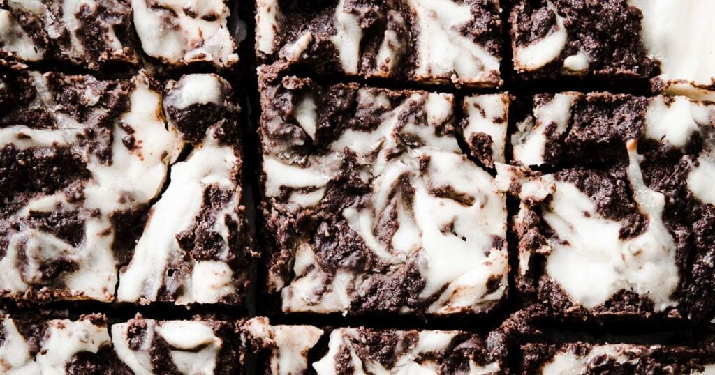 cheesecake brownies cut into squares