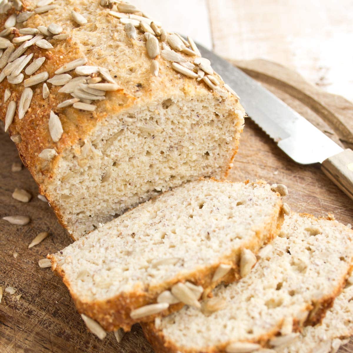 low carb bread loaf and bread slices